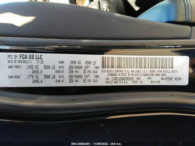 Dodge Durango Gt Plus 2019 1C4RDJDG0KC853251 Image 10