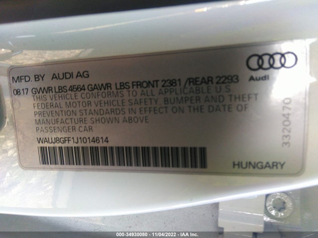 Audi A3 Sedan Premium Plus 2018 WAUJ8GFF1J1014614 Image 10