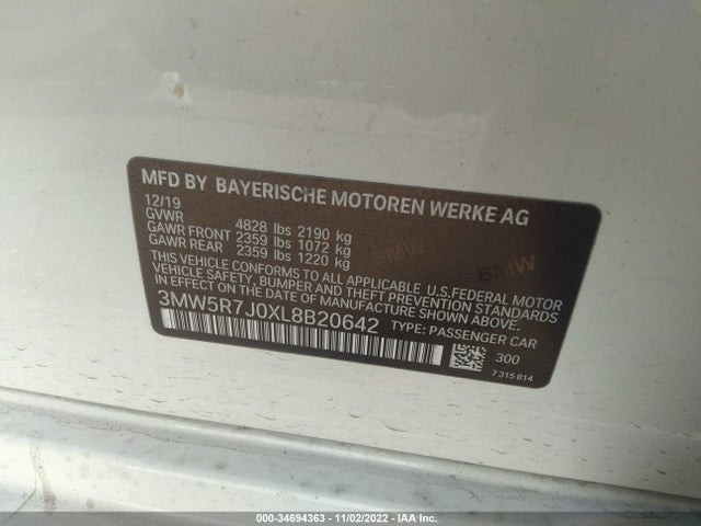BMW 3 Series 330i Xdrive 2020 аукцион фото