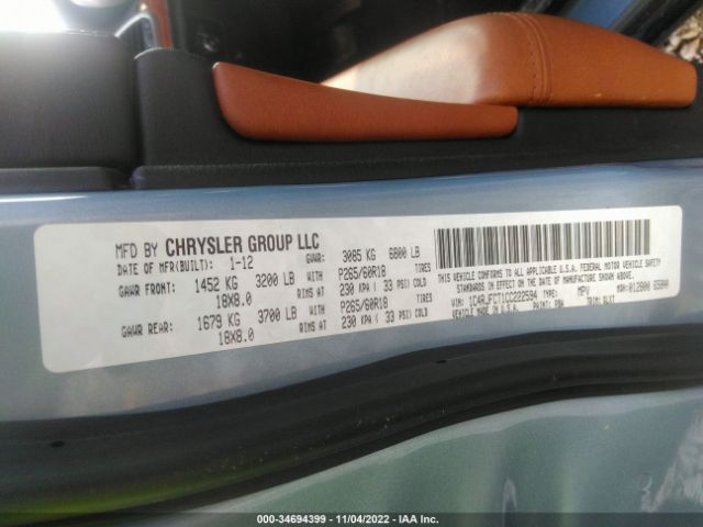 1C4RJFCT1CC222594 Jeep Grand Cherokee Overland