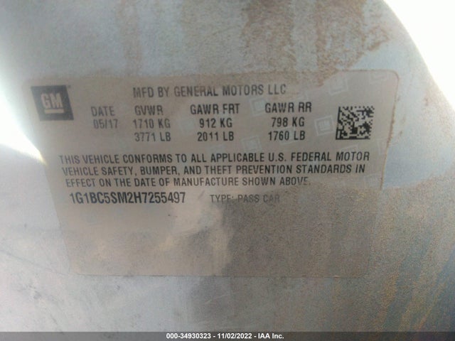 Chevrolet Cruze Ls Auto 2017 1G1BC5SM2H7255497 Image 9