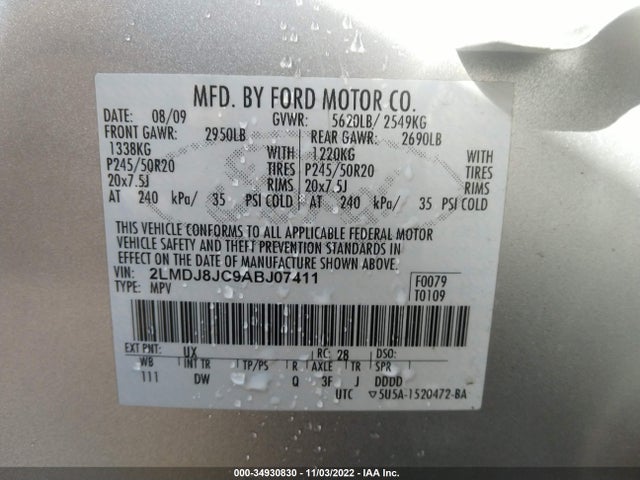 Lincoln MKX 2010 2LMDJ8JC9ABJ07411 Image 10