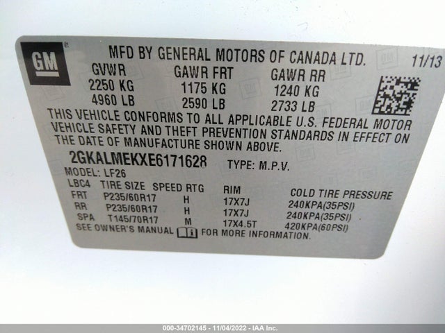 GMC Terrain 2014 2GKALMEKXE6171628 Image 11