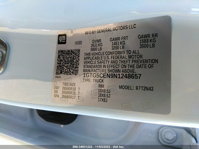 GMC Canyon 2wd Elevation 2022 1GTG5CEN9N1248657 Image 10
