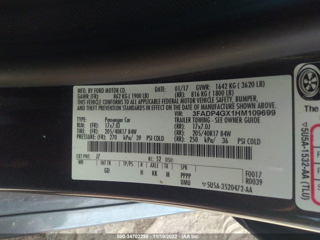 2017 Ford Fiesta, VIN: 3FADP4GX1HM109699