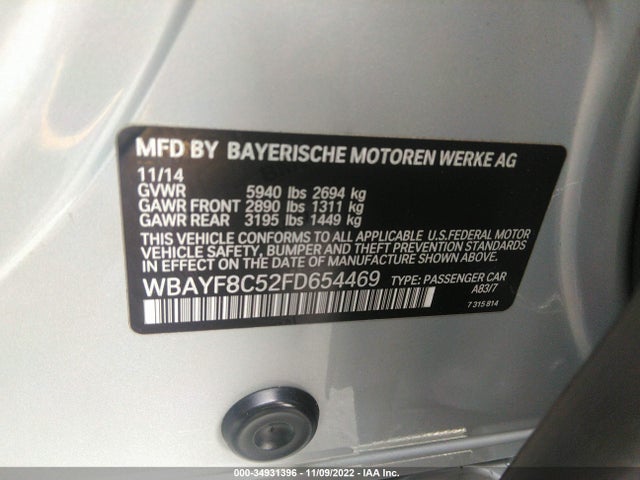 BMW 7 Series 750li Xdrive 2015 WBAYF8C52FD654469 Image 10