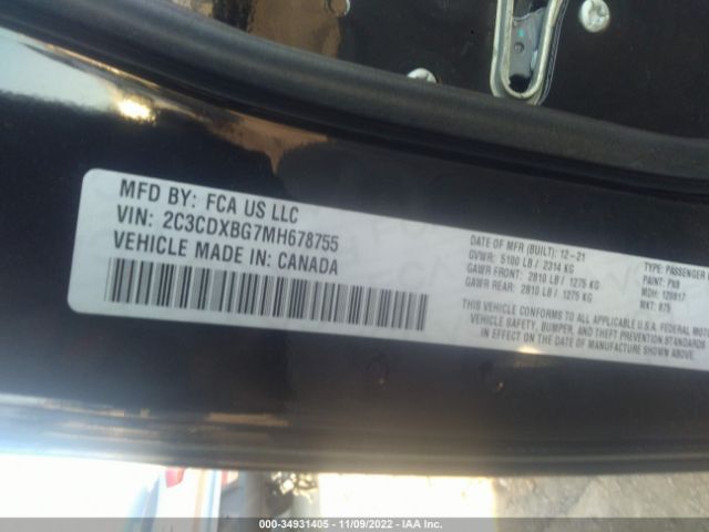2C3CDXBG7MH678755 Dodge Charger Sxt