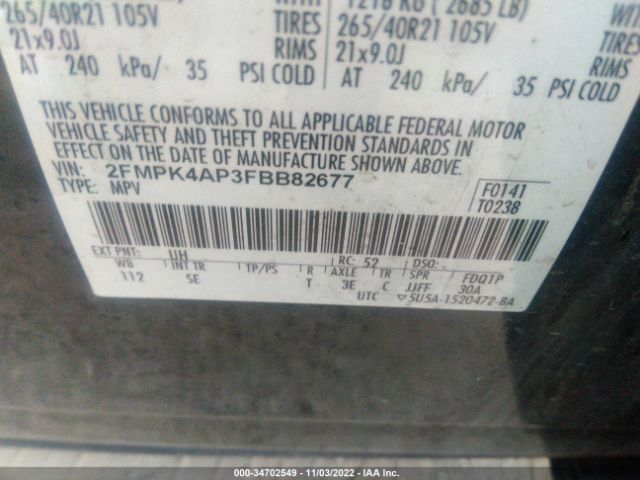 2FMPK4AP3FBB82677 Ford EDGE SPORT