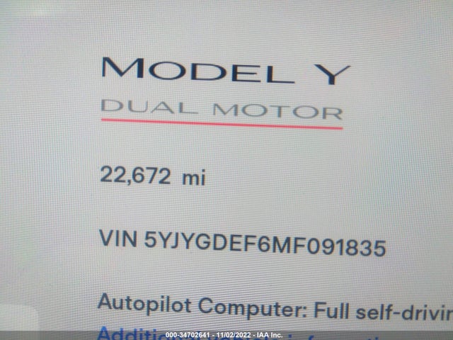 Tesla Model Y Performance 2021 5YJYGDEF6MF091835 Image 8