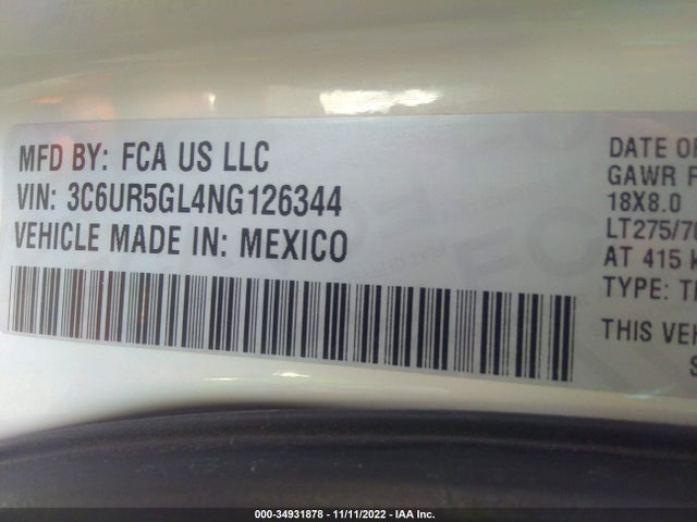3C6UR5GL4NG126344 RAM 2500 Longhorn