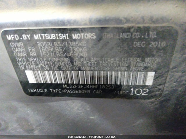 ML32F3FJ4HHF18253 Mitsubishi Mirage G4 Es