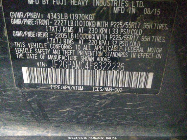 JF2GPAMC4F8322236 Subaru Xv Crosstrek Limited