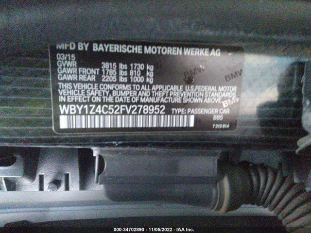 2015 BMW i3, VIN: WBY1Z4C52FV278952