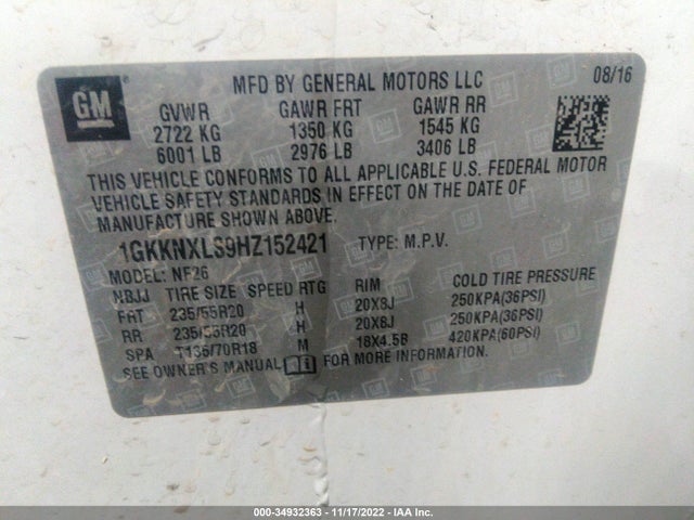 GMC Acadia Denali 2017 1GKKNXLS9HZ152421 Image 9