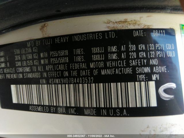 4S4WX9HD7B4403532 Subaru Tribeca 3.6r Limited