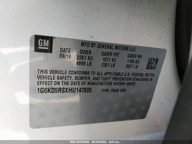 1G6KD5RSXHU147805 Cadillac Ct6 Sedan Luxury Awd