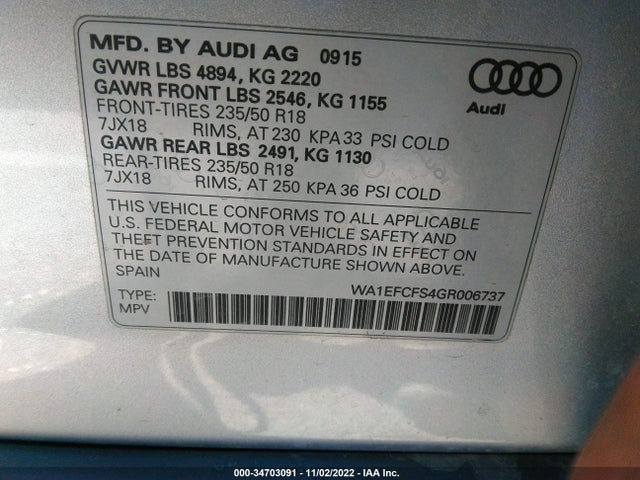 Audi Q3 Premium Plus 2016 WA1EFCFS4GR006737 Image 9
