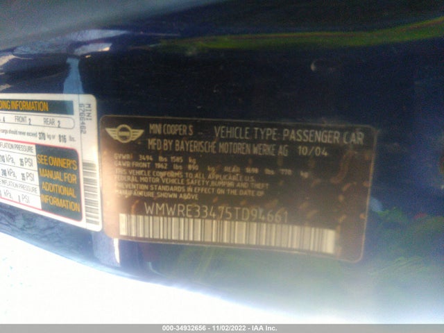 WMWRE33475TD94661 Mini Cooper Hardtop S