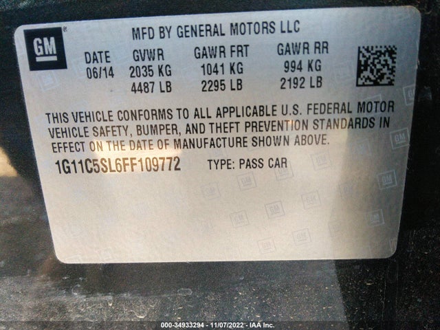 Chevrolet MALIBU LT 2015 1G11C5SL6FF109772 Image 9