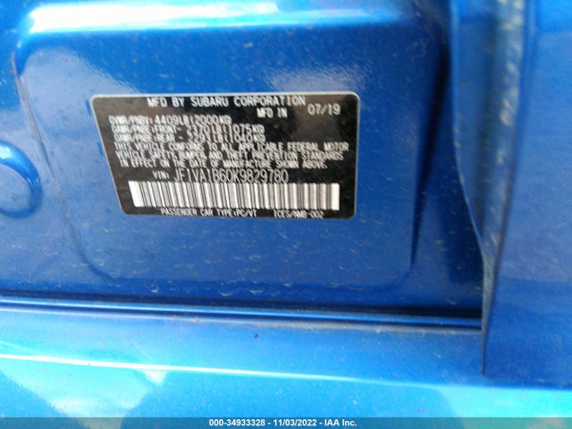 2019 Subaru WRX, VIN: JF1VA1B60K9829780