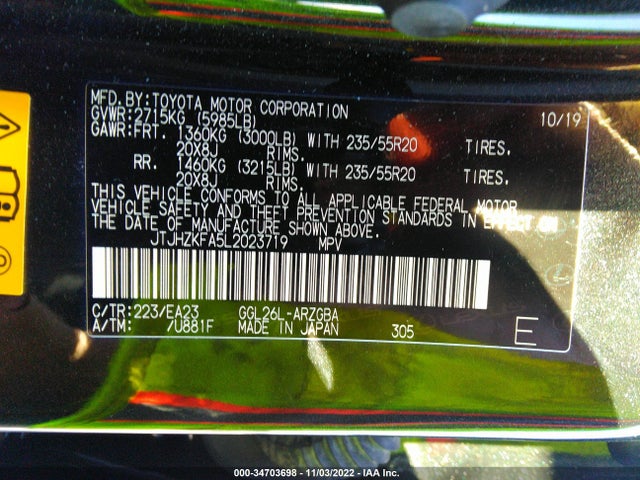 2020 Lexus RX, VIN: JTJHZKFA5L2023719