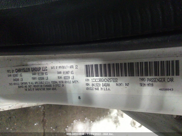 1C3CCBBGXCN257222 Chrysler 200 Touring