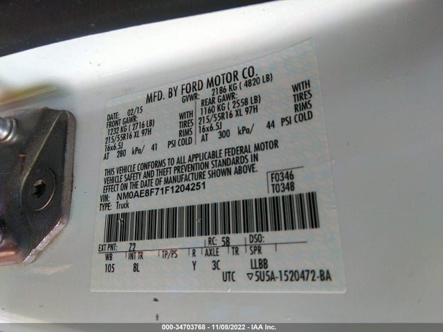 2015 Ford Transit Connect, VIN: NM0AE8F71F1204251