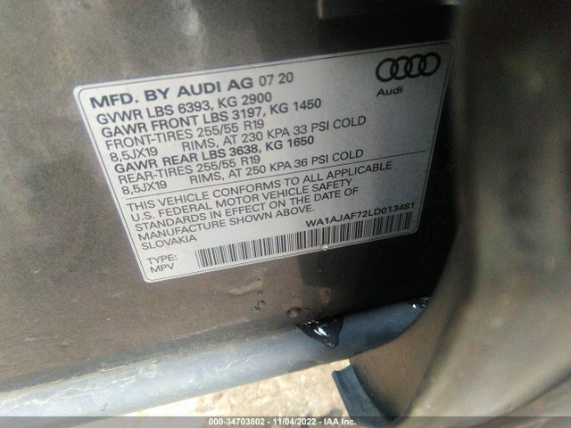 2020 Audi Q7, VIN: WA1AJAF72LD013481