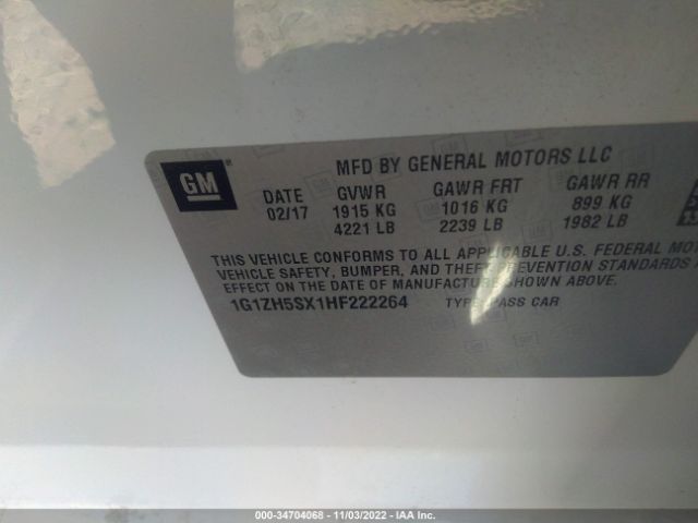 1G1ZH5SX1HF222264 Chevrolet Malibu Premier