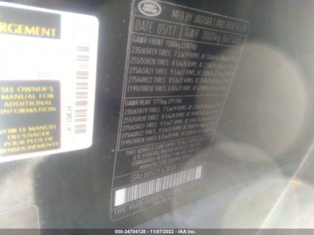 SALWR2FV3HA155834 Land Rover RANGE ROVER SPORT