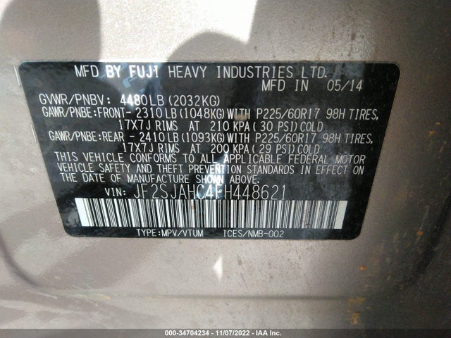 2015 Subaru Forester, VIN: JF2SJAHC4FH448621