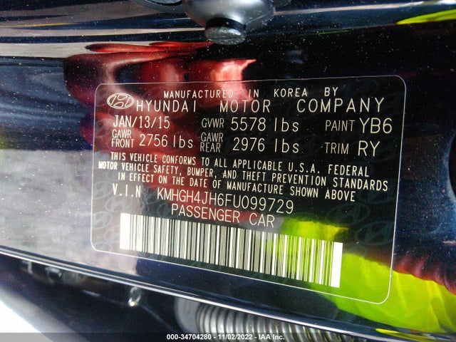 2015 Hyundai Equus, VIN: KMHGH4JH6FU099729
