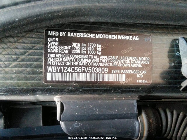 2015 BMW i3, VIN: WBY1Z4C56FV503809