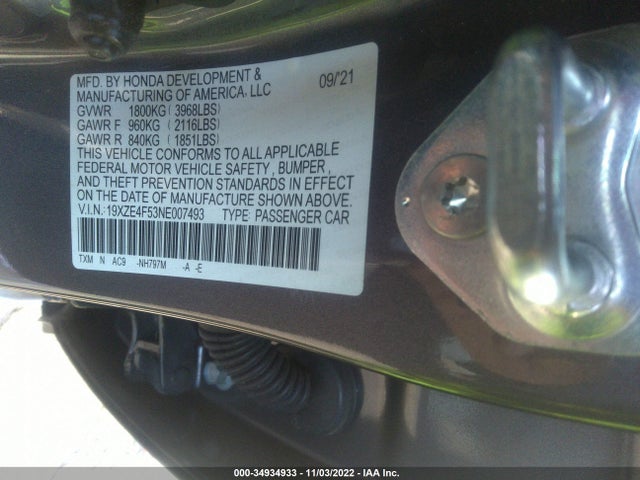 2022 Honda Insight, VIN: 19XZE4F53NE007493