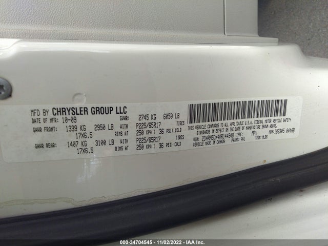 2010 DODGE GRAND CARAVAN SXT VIN: 2D4RN5DX4AR144948