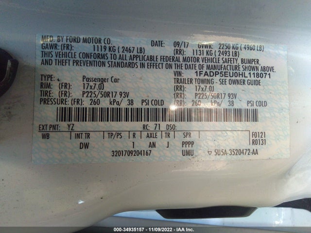2017 Ford C-Max, VIN: 1FADP5EU0HL118071