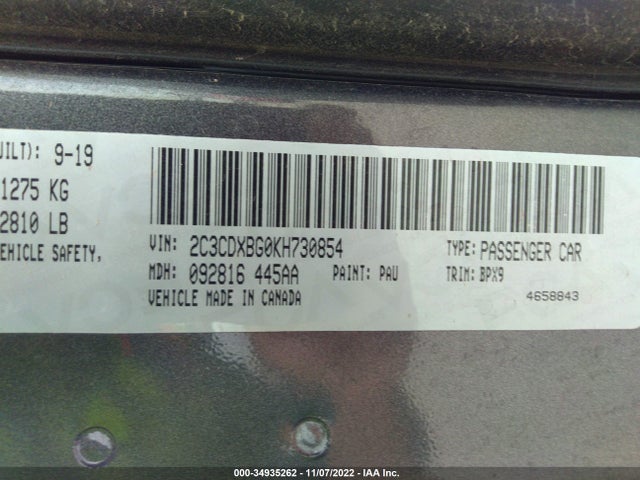 Dodge Charger Sxt 2019 2C3CDXBG0KH730854 Image 9