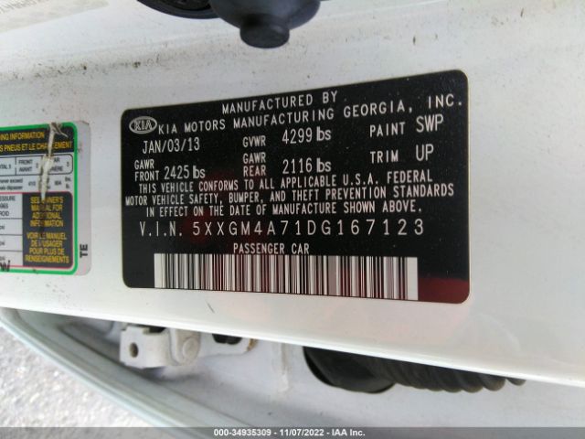 5XXGM4A71DG167123 KIA Optima Lx