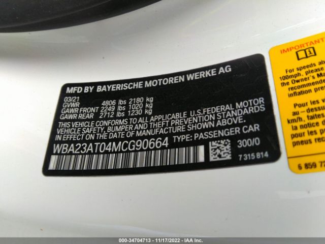 WBA23AT04MCG90664 BMW 4 Series 430i
