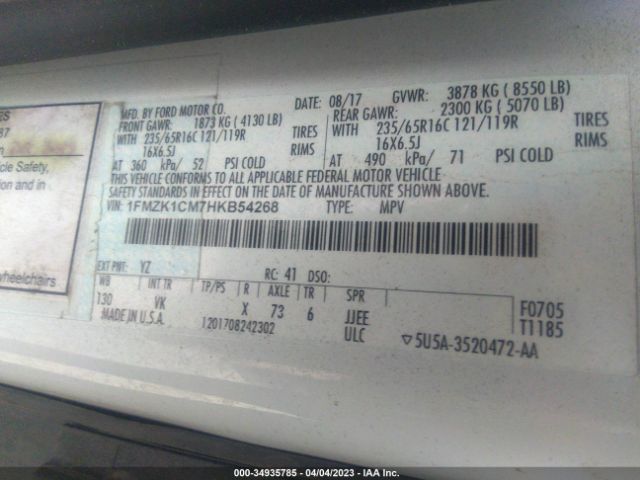 1FMZK1CM7HKB54268 Ford Transit Wagon Xl/xlt