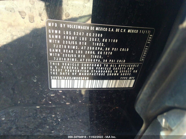 3VV3B7AXXJM080466 Volkswagen Tiguan Sel/se