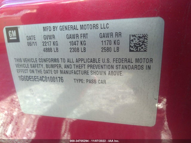 Cadillac CTS SEDAN 2012 1G6DE5E54C0100176 Image 11