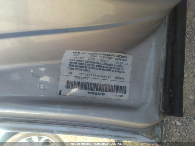 2000 VOLVO S70 VIN: YV1LS56D1Y2669712