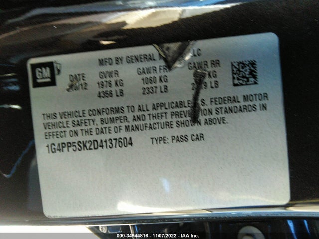 2013 BUICK VERANO VIN: 1G4PP5SK2D4137604
