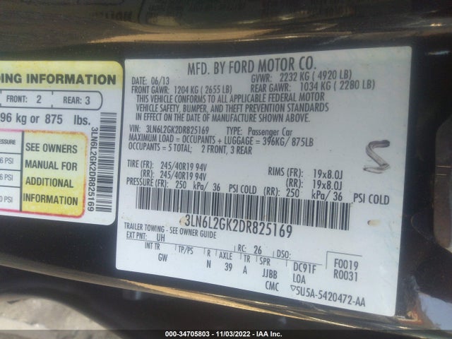 Lincoln MKZ 2013 3LN6L2GK2DR825169 Image 9