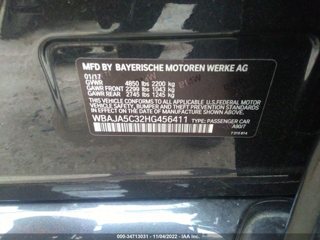 2017 BMW 5 Series, VIN: WBAJA5C32HG456411