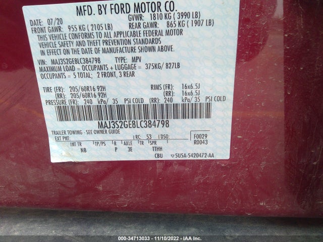 2020 Ford Ecosport, VIN: MAJ3S2GE8LC384798