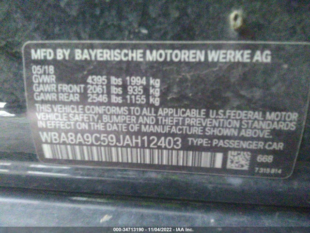 BMW 3 Series 320i 2018 WBA8A9C59JAH12403 Image 9