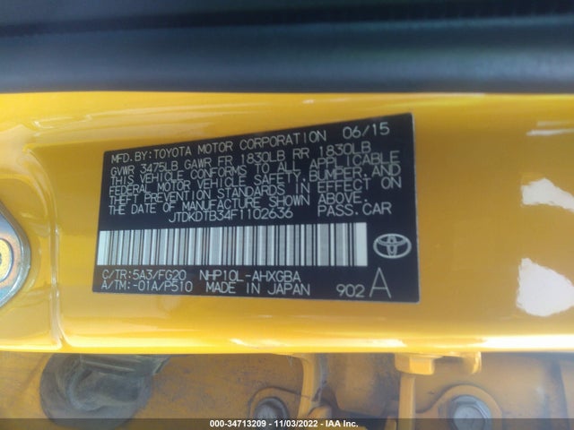 Toyota 1nz-fxe+1lm 2015 JTDKDTB34F1102636 Image 25