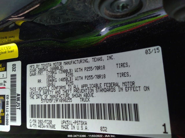 2015 Toyota Tundra, VIN: 5TFEM5F19FX090255